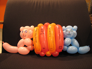 balloon cat bookends